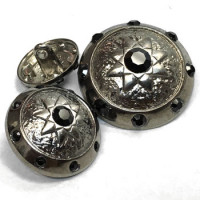 KMR-255 Antique Silver with Black Stones - 3 Sizes